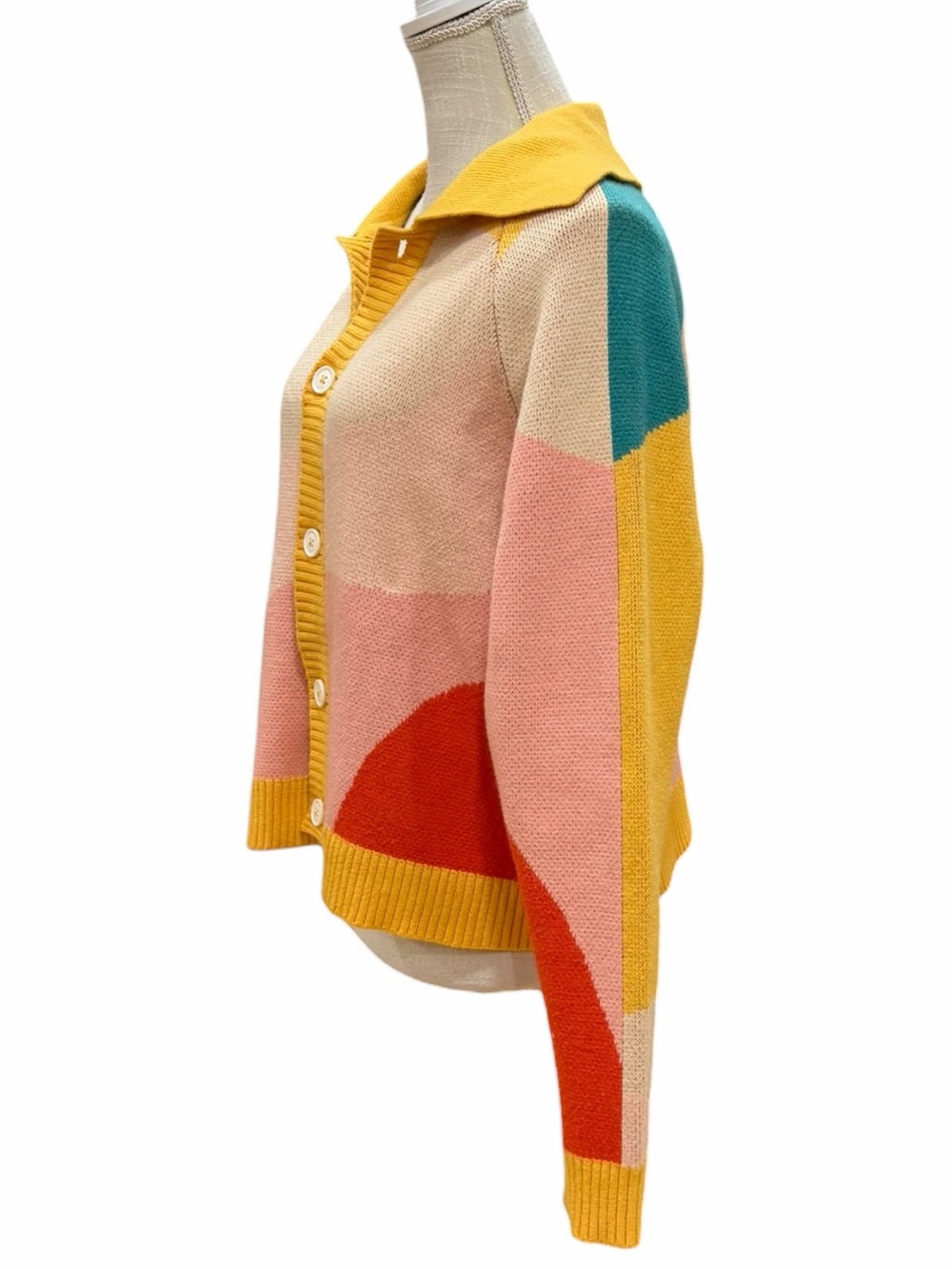 YITAI New Wave Abstract Colorblock Cardigan Sweater XS - Picture 7 of 11